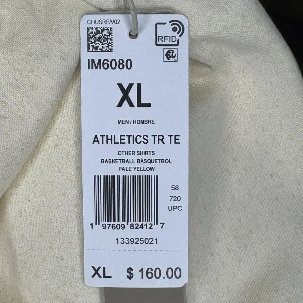 Adidas x Fear Of God Athletics Performance Jersey Tee Pale Yellow NWT IM6080 XL